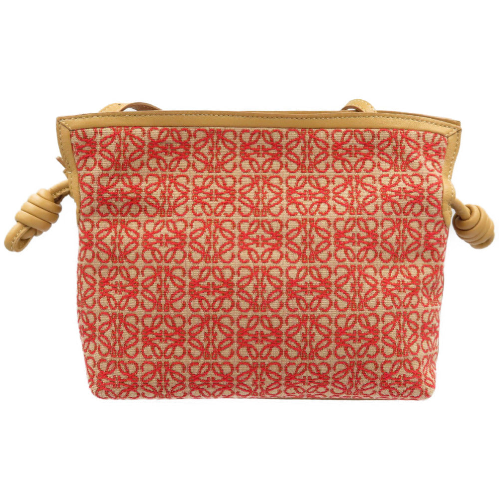 新品同様 ロエベ フラメンコ クラッチ ミニ A411FC2X24 アナグラムジャガード カーフ ゴールド金具 レッド ベージュ ショルダーバッグ 0009【中古】LOEWE