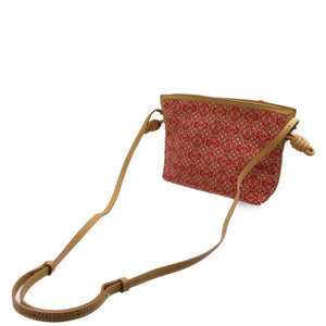 新品同様 ロエベ フラメンコ クラッチ ミニ A411FC2X24 アナグラムジャガード カーフ ゴールド金具 レッド ベージュ ショルダーバッグ 0009【中古】LOEWE