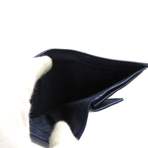 新品同様 ミュウミュウ 花柄 レザー ゴールド金具 ブルー マルチ 二つ折り財布 0011【中古】miumiu