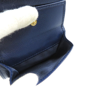 新品同様 ミュウミュウ 花柄 レザー ゴールド金具 ブルー マルチ 二つ折り財布 0011【中古】miumiu