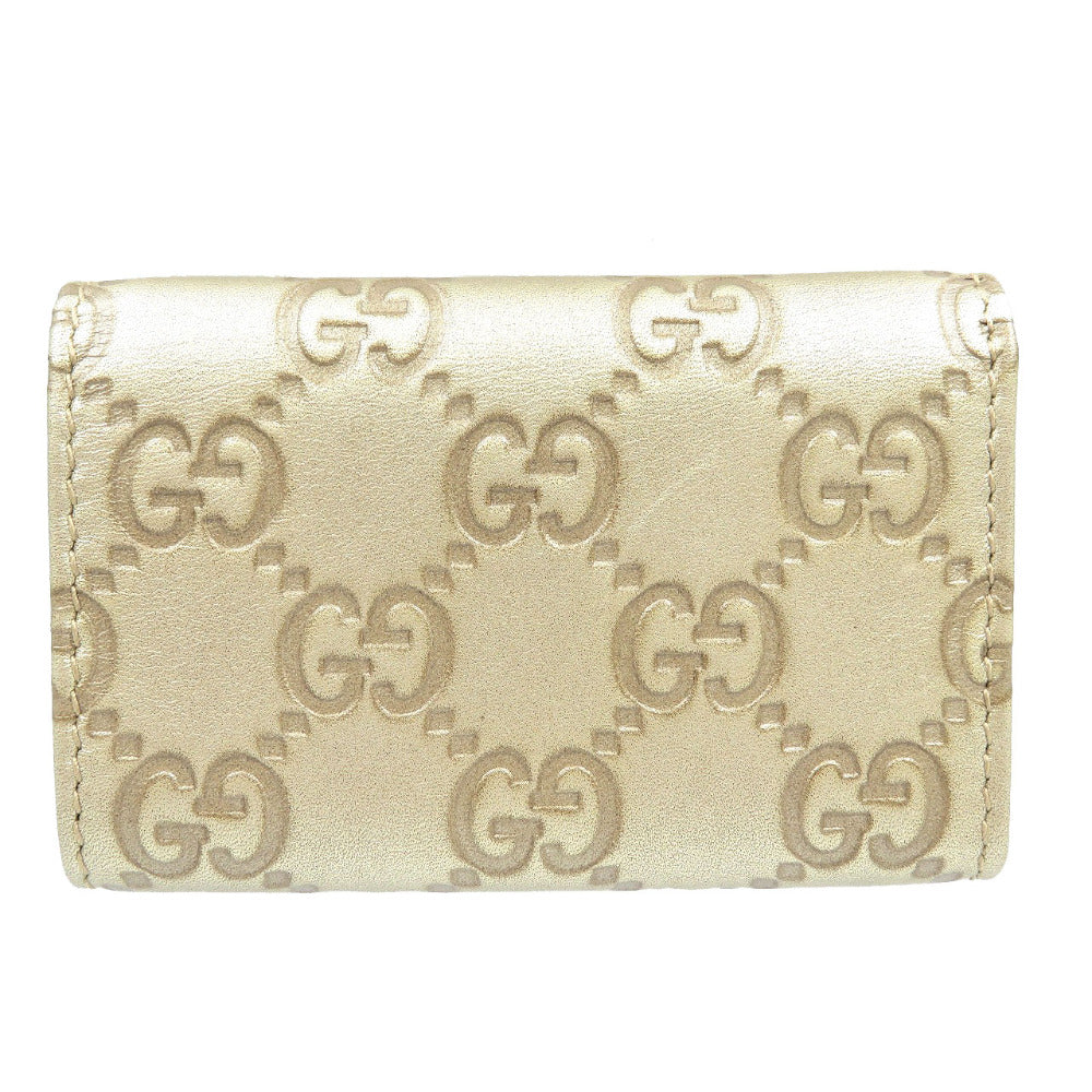 美品 グッチ グッチシマ ラブリーハート 257217 シマレザー ゴールド金具 ゴールド 6連 キーケース 0014【中古】GUCCI