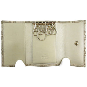 美品 グッチ グッチシマ ラブリーハート 257217 シマレザー ゴールド金具 ゴールド 6連 キーケース 0014【中古】GUCCI