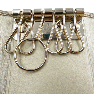 美品 グッチ グッチシマ ラブリーハート 257217 シマレザー ゴールド金具 ゴールド 6連 キーケース 0014【中古】GUCCI