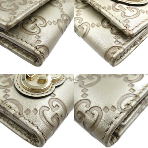 美品 グッチ グッチシマ ラブリーハート 257217 シマレザー ゴールド金具 ゴールド 6連 キーケース 0014【中古】GUCCI