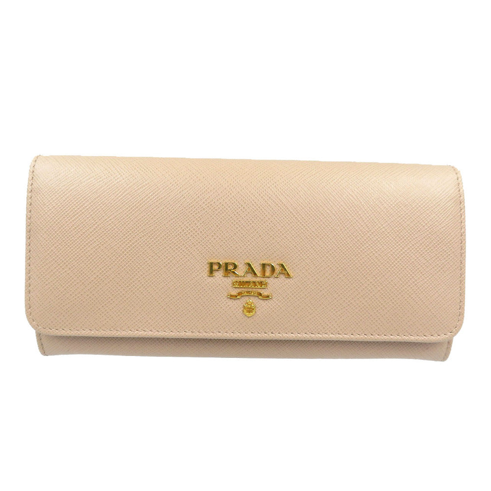新品同様 プラダ サフィアーノ メタル 1MH132 レザー ゴールド金具 CIPRIA ベージュ 長財布 0016【中古】PRADA