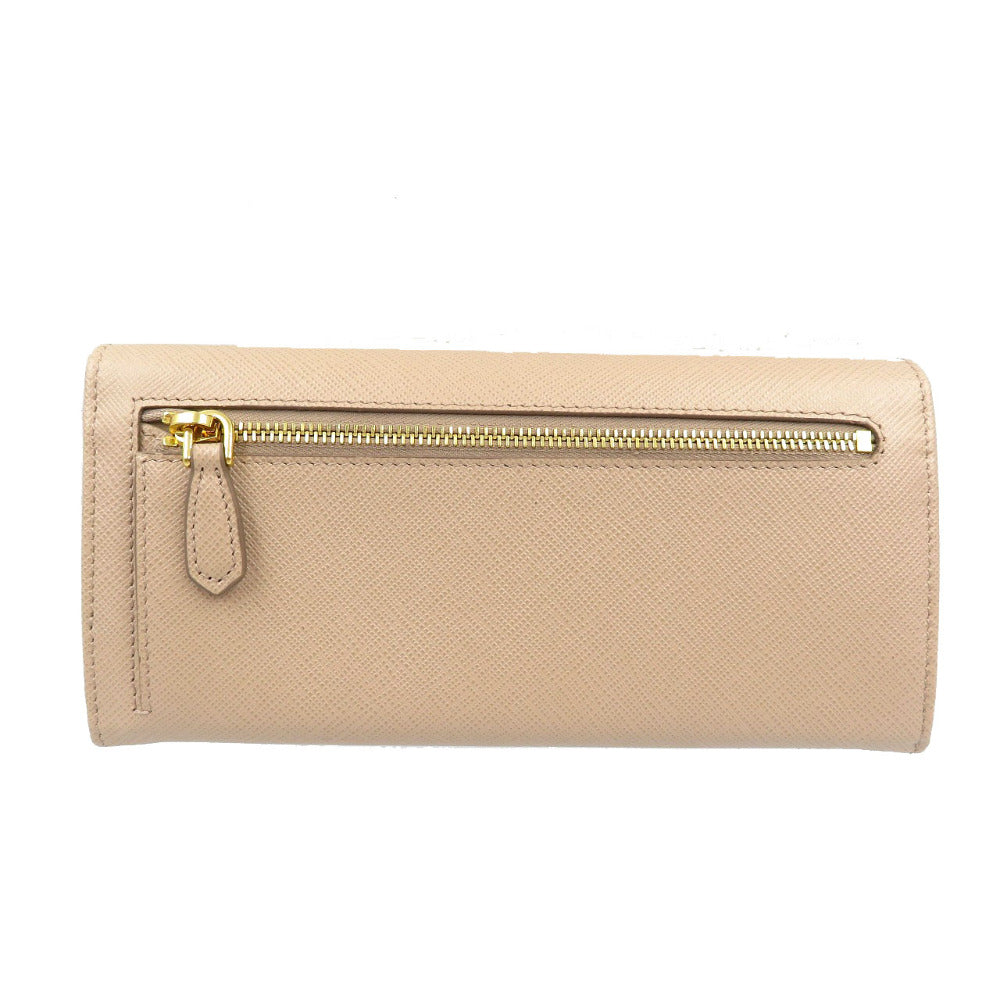 新品同様 プラダ サフィアーノ メタル 1MH132 レザー ゴールド金具 CIPRIA ベージュ 長財布 0016【中古】PRADA