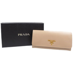 新品同様 プラダ サフィアーノ メタル 1MH132 レザー ゴールド金具 CIPRIA ベージュ 長財布 0016【中古】PRADA