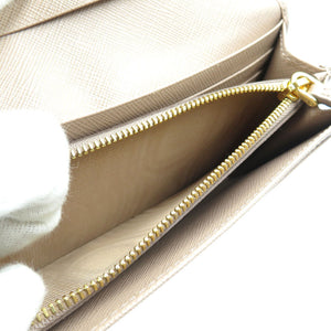 新品同様 プラダ サフィアーノ メタル 1MH132 レザー ゴールド金具 CIPRIA ベージュ 長財布 0016【中古】PRADA