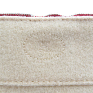 美品 エルメス ボリードポーチ TPM ウール アイボリー レッド ポーチ 0017【中古】HERMES