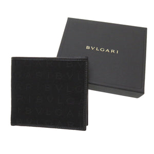 未使用 ブルガリ レッタレファブリック ロゴマニア キャンバス ブラック 二つ折り財布 財布 黒 0021 【中古】 BVLGARI
