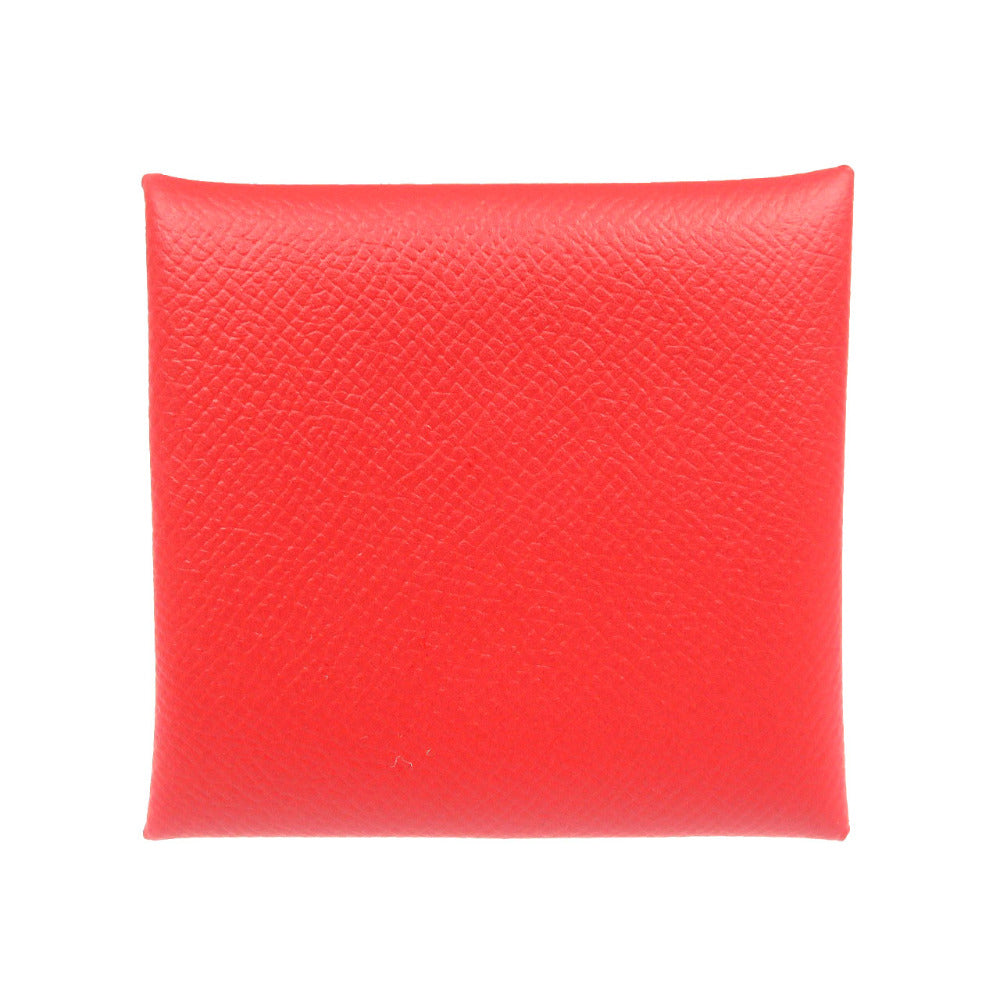 未使用 エルメス バスティア 2014年製 R刻印 ヴォーエプソン シルバー金具 ルージュガランス レッド コインケース 0034【中古】HERMES