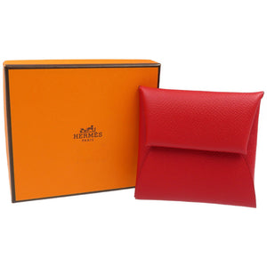 未使用 エルメス バスティア 2014年製 R刻印 ヴォーエプソン シルバー金具 ルージュガランス レッド コインケース 0034【中古】HERMES