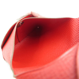 未使用 エルメス バスティア 2014年製 R刻印 ヴォーエプソン シルバー金具 ルージュガランス レッド コインケース 0034【中古】HERMES