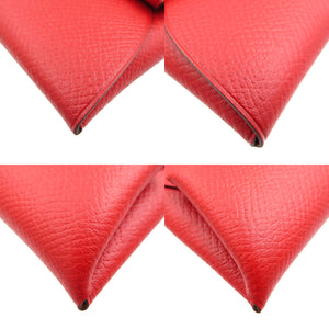 未使用 エルメス バスティア 2014年製 R刻印 ヴォーエプソン シルバー金具 ルージュガランス レッド コインケース 0034【中古】HERMES