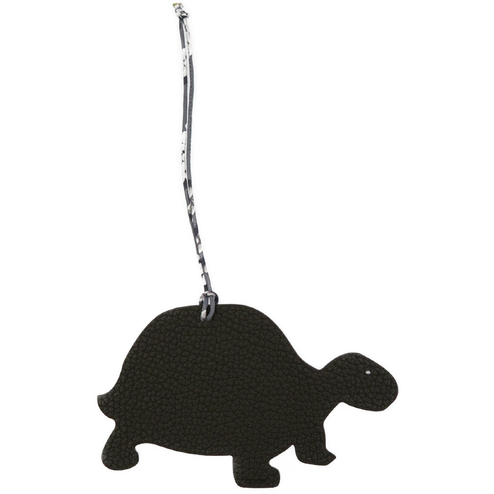 新品同様 エルメス プティアッシュ タートル GM カメ ヴォーエプソン トゴ ピンク ダークブラウン バッグチャーム 0035【中古】HERMES