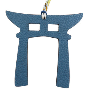 未使用 エルメス プティアッシュ 鳥居 ヴォーエプソン トゴ ブルー カーキ バッグチャーム 0037【中古】HERMES