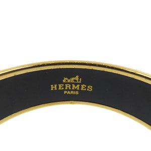 美品 エルメス エマイユGM 七宝焼き 鳥 GP グリーン パープル ゴールド バングル 0040【中古】HERMES