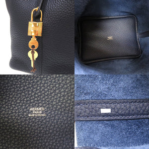 美品 エルメス ピコタンロックPM トリヨンクレマンス ブルーニュイ ゴールド金具 D刻印(2019年製) ハンドバッグ バッグ 紺 0043 【中古】 HERMES