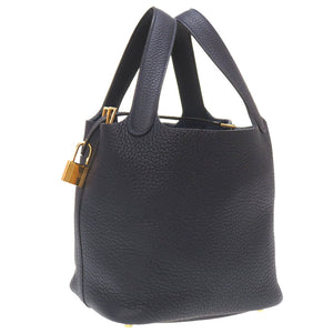 美品 エルメス ピコタンロックPM トリヨンクレマンス ブルーニュイ ゴールド金具 D刻印(2019年製) ハンドバッグ バッグ 紺 0043 【中古】 HERMES