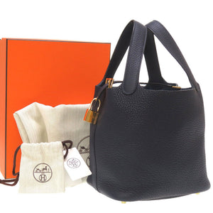 美品 エルメス ピコタンロックPM トリヨンクレマンス ブルーニュイ ゴールド金具 D刻印(2019年製) ハンドバッグ バッグ 紺 0043 【中古】 HERMES