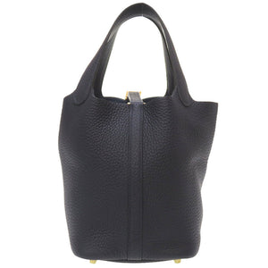 美品 エルメス ピコタンロックPM トリヨンクレマンス ブルーニュイ ゴールド金具 D刻印(2019年製) ハンドバッグ バッグ 紺 0043 【中古】 HERMES