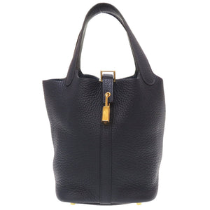 美品 エルメス ピコタンロックPM トリヨンクレマンス ブルーニュイ ゴールド金具 D刻印(2019年製) ハンドバッグ バッグ 紺 0043 【中古】 HERMES