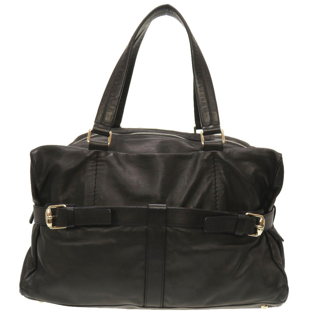 新品同様 ジルサンダー レザー ブラック ハンドバッグ バッグ 黒 0045 【中古】 JIL SANDER