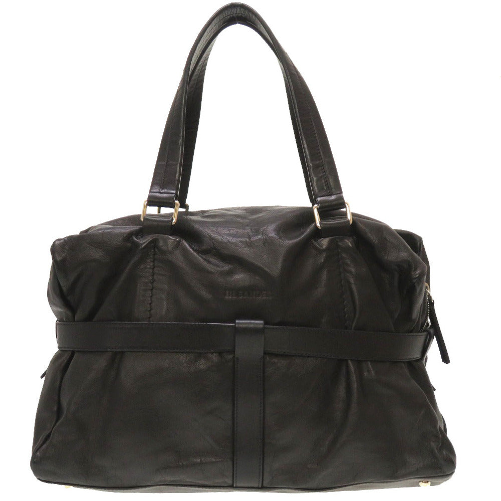 新品同様 ジルサンダー レザー ブラック ハンドバッグ バッグ 黒 0045 【中古】 JIL SANDER