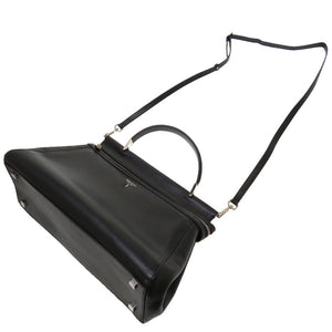 美品 セラピアン レザー ブラック 2WAY ハンドバッグ バッグ 黒 0046 【中古】 serapian