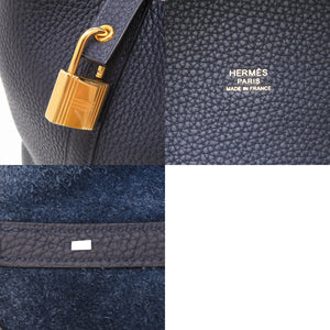 美品 エルメス ピコタンロックMM トリヨンクレマンス ブルーニュイ ゴールド金具 C刻印(2018年製) ハンドバッグ バッグ 紺 0048 【中古】 HERMES