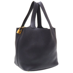 美品 エルメス ピコタンロックMM トリヨンクレマンス ブルーニュイ ゴールド金具 C刻印(2018年製) ハンドバッグ バッグ 紺 0048 【中古】 HERMES