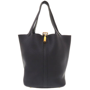 美品 エルメス ピコタンロックMM トリヨンクレマンス ブルーニュイ ゴールド金具 C刻印(2018年製) ハンドバッグ バッグ 紺 0048 【中古】 HERMES