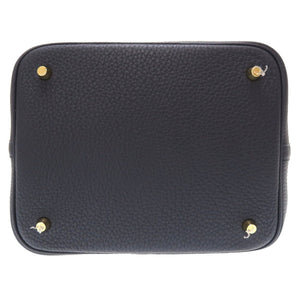 美品 エルメス ピコタンロックMM トリヨンクレマンス ブルーニュイ ゴールド金具 C刻印(2018年製) ハンドバッグ バッグ 紺 0048 【中古】 HERMES