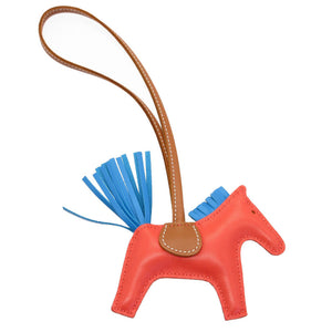 新品 エルメス ロデオチャームPM アニューミロ U刻印(2022年製) ローズテキサス ブルーザンジバル ゴールド バッグチャーム キーホルダー 0052【中古】HERMES