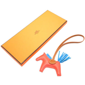 新品 エルメス ロデオチャームPM アニューミロ U刻印(2022年製) ローズテキサス ブルーザンジバル ゴールド バッグチャーム キーホルダー 0052【中古】HERMES