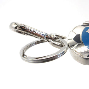 美品 プラダ サフィアーノレザー 2PP074 ロボット 猿 サル モンキー ブルー 青 チャーム キーホルダー 0055【中古】PRADA