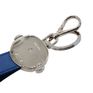 美品 プラダ サフィアーノレザー 2PP074 ロボット 猿 サル モンキー ブルー 青 チャーム キーホルダー 0055【中古】PRADA