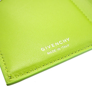 新品同様 ジバンシィ アンディゴナ レザー アップルグリーン 緑 黄緑 2つ折り財布 財布 0056【中古】GIVENCHY