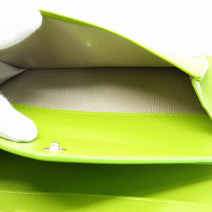 新品同様 ジバンシィ アンディゴナ レザー アップルグリーン 緑 黄緑 2つ折り財布 財布 0056【中古】GIVENCHY