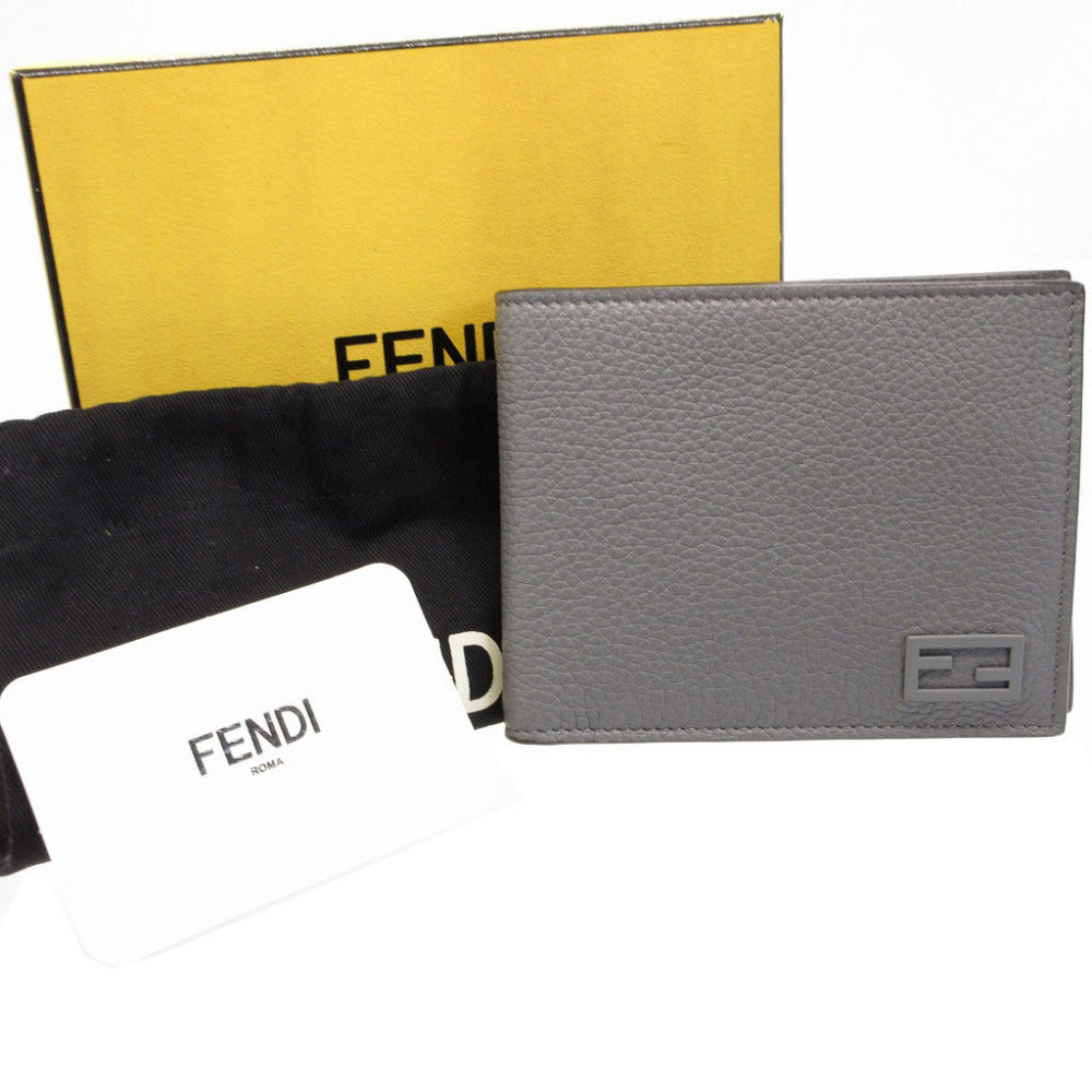 新品同様 フェンディ 7M0001 レザー グレー メンズ 2つ折り財布 財布 0057【中古】FENDI