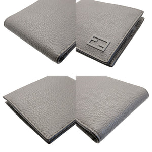 新品同様 フェンディ 7M0001 レザー グレー メンズ 2つ折り財布 財布 0057【中古】FENDI