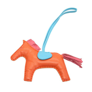 美品 エルメス ロデオチャームMM アニューミロ オレンジポピー ローズアザレ ブルーサンシール バッグチャーム キーホルダー 0058【中古】HERMES