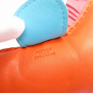 美品 エルメス ロデオチャームMM アニューミロ オレンジポピー ローズアザレ ブルーサンシール バッグチャーム キーホルダー 0058【中古】HERMES