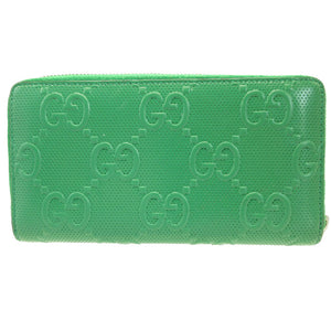 未使用 グッチ 625558 GGエンボスレザー グリーン 緑 ラウンドファスナー長財布 財布 0060【中古】GUCCI