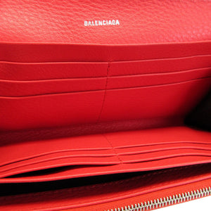 新品同様 バレンシアガ ペーパーウォレット 499207 レザー レッド 赤 2つ折り長財布 財布 0061【中古】BALENCIAGA
