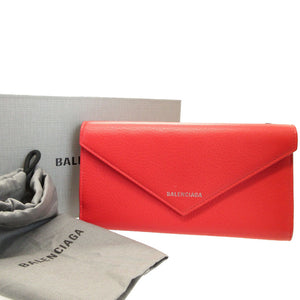 新品同様 バレンシアガ ペーパーウォレット 499207 レザー レッド 赤 2つ折り長財布 財布 0061【中古】BALENCIAGA