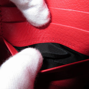 新品同様 バレンシアガ ペーパーウォレット 499207 レザー レッド 赤 2つ折り長財布 財布 0061【中古】BALENCIAGA