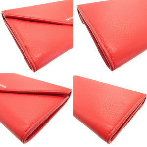 新品同様 バレンシアガ ペーパーウォレット 499207 レザー レッド 赤 2つ折り長財布 財布 0061【中古】BALENCIAGA