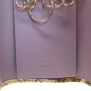 美品 グッチ 309759 フローラ プリント ベルト レザー ホワイト 白 6連 キーケース 0062【中古】GUCCI
