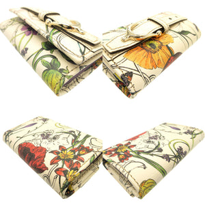 美品 グッチ 309759 フローラ プリント ベルト レザー ホワイト 白 6連 キーケース 0062【中古】GUCCI